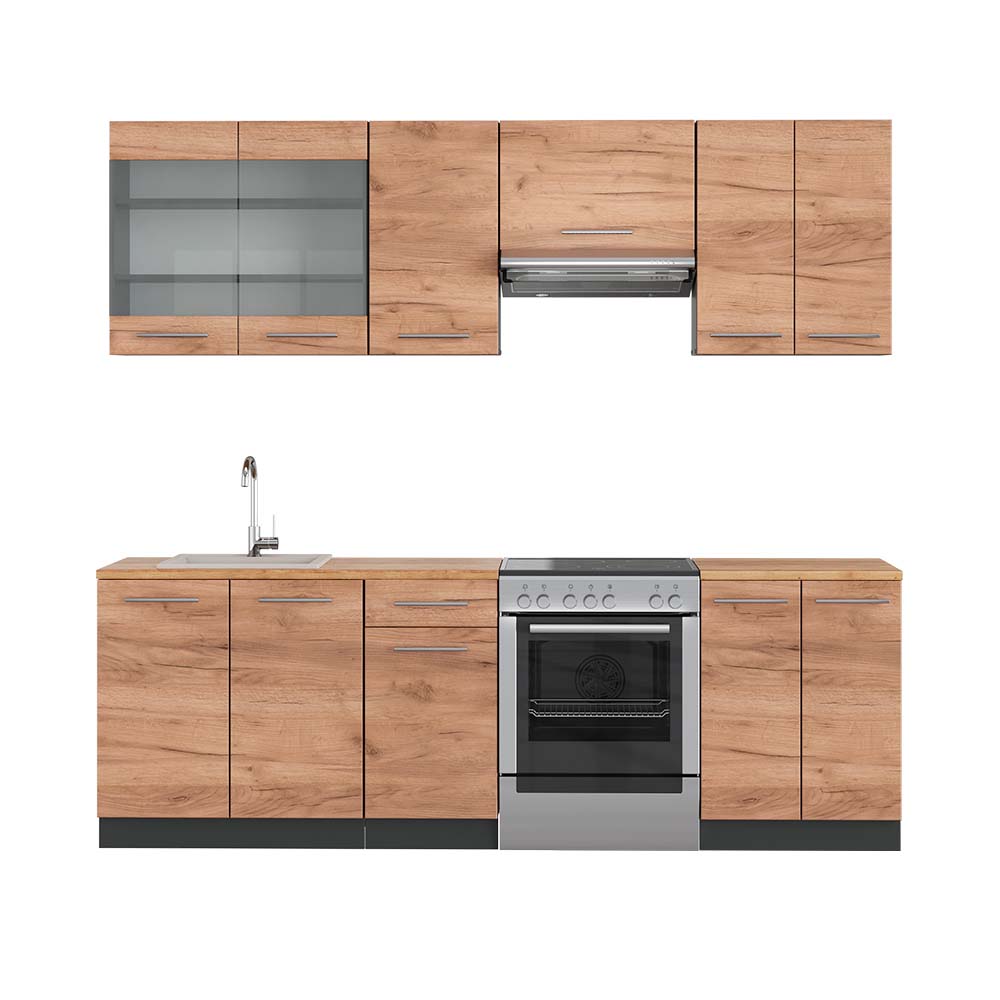Vicco Aneks kuchenny Fame-Line, Złoty dąb power/antracyt, 240 cm , BP Dąb