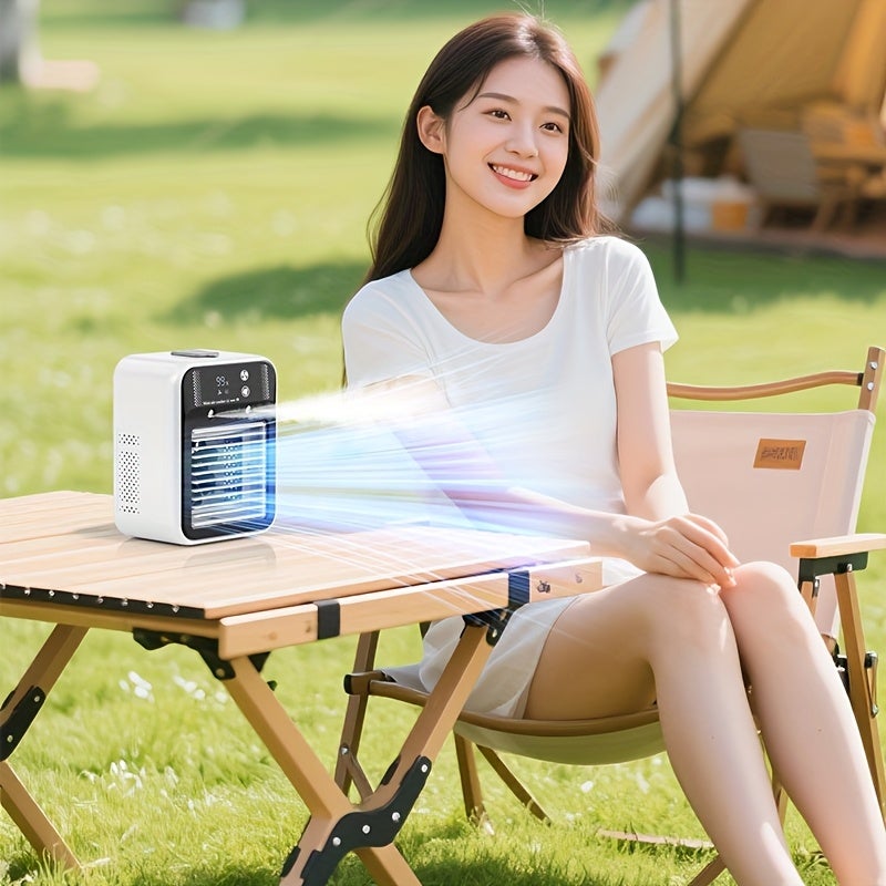 Mini klimatyzator przenośny 3000 mAh, chłodzący, z dwoma prędkościami, zbiornik na wodę o pojemności 500 ml, idealny do sypialni i podróży.