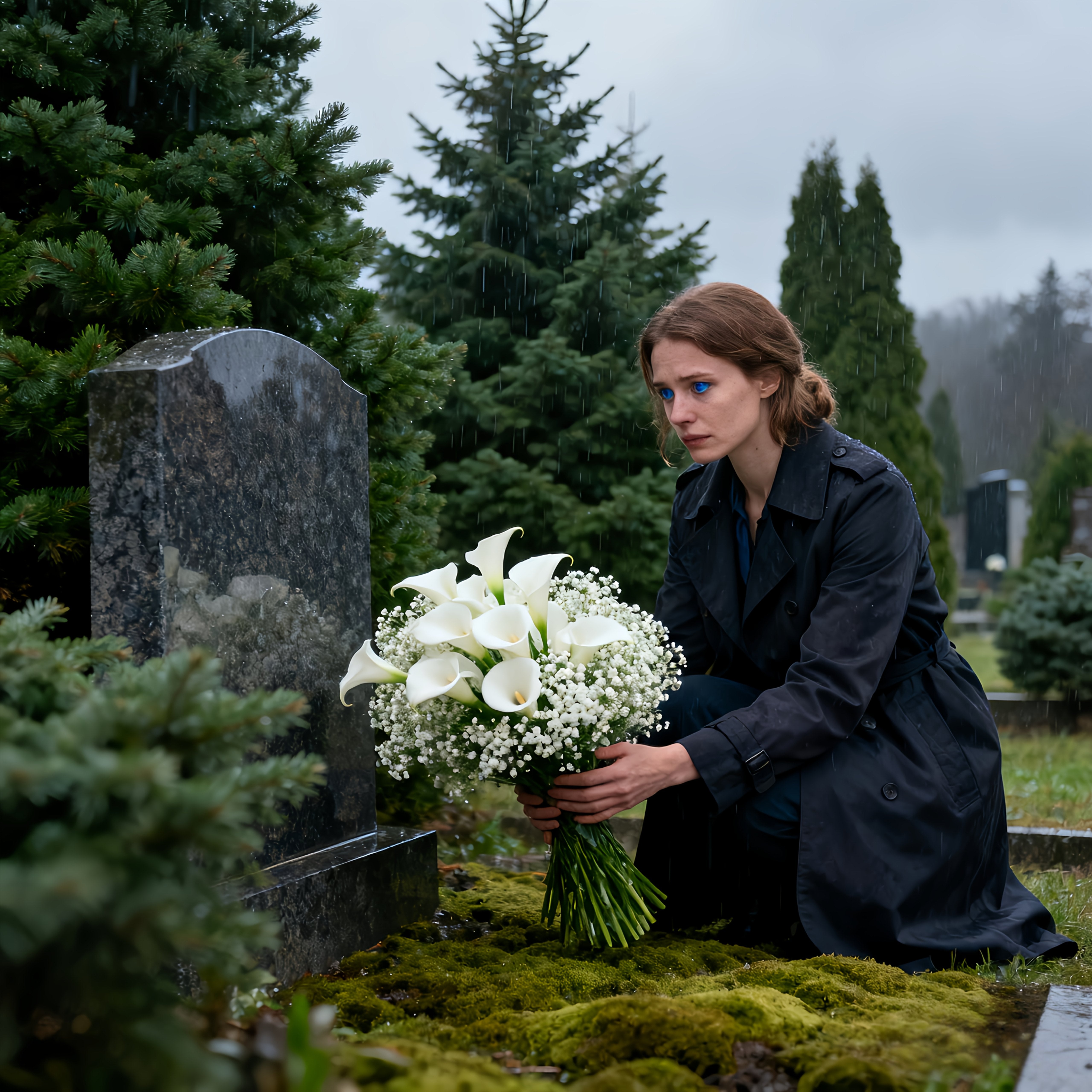 Lot de 30 fleurs artificielles pour cimetière, composé de 10 arums blancs et de 20 gypsophiles, idéal pour les tombes. - 3