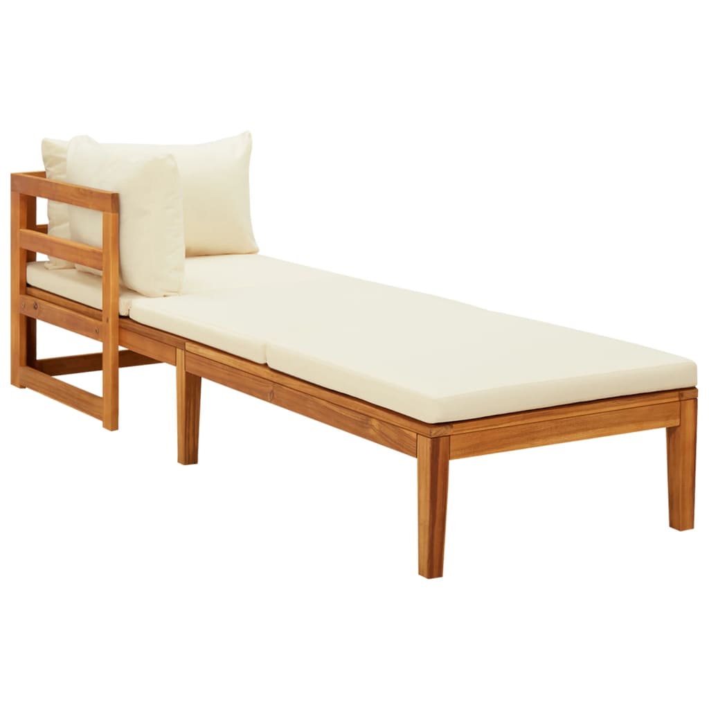 Maison Exclusive - Salon de jardin 3 pcs avec coussins blanc crème Bois d'acacia - 6