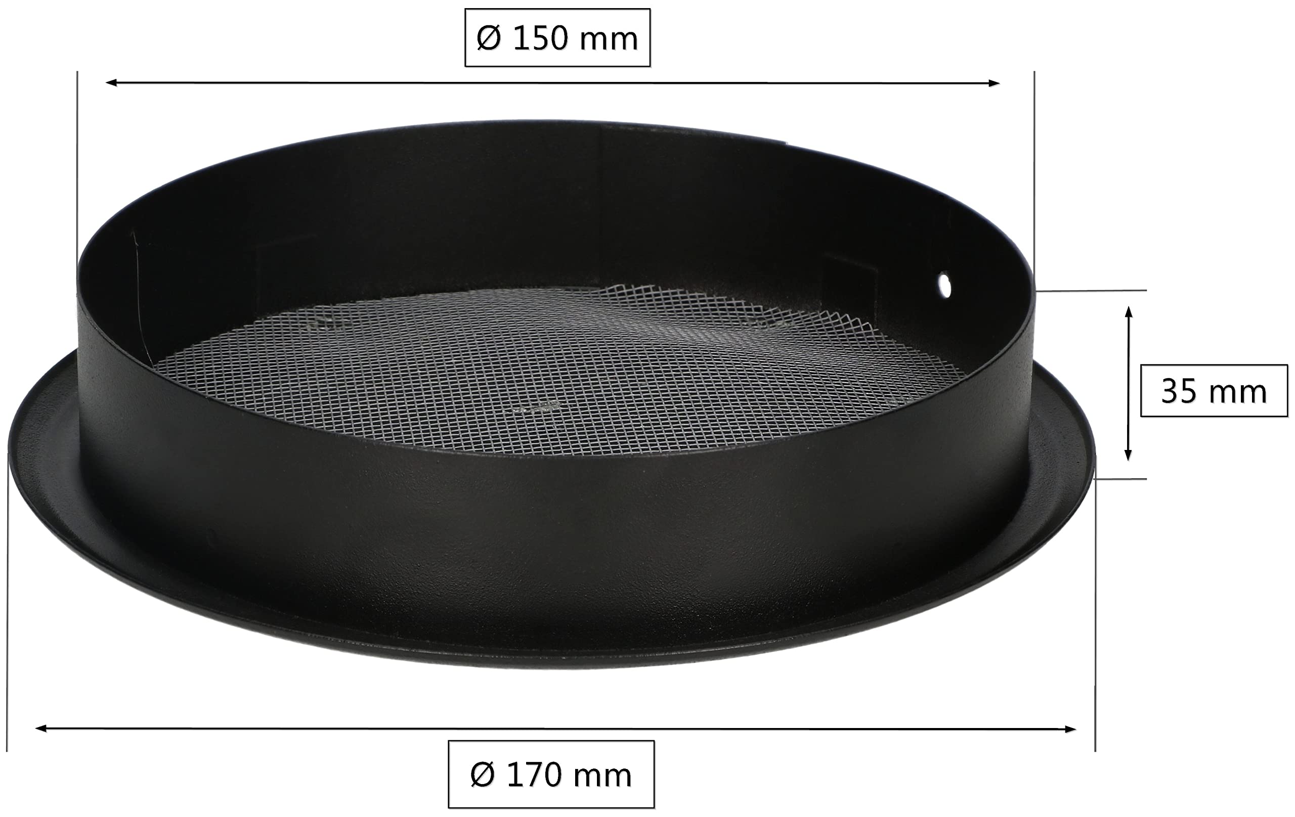 Kratka osłona wentylacyjna czarna 150 mm zatrzask okrągła z siatką stalowa - KOTARBAU - 2