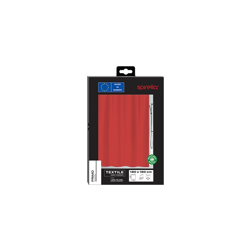 Rideau De Douche Polyester Primo Spirella 120x200cm Rouge