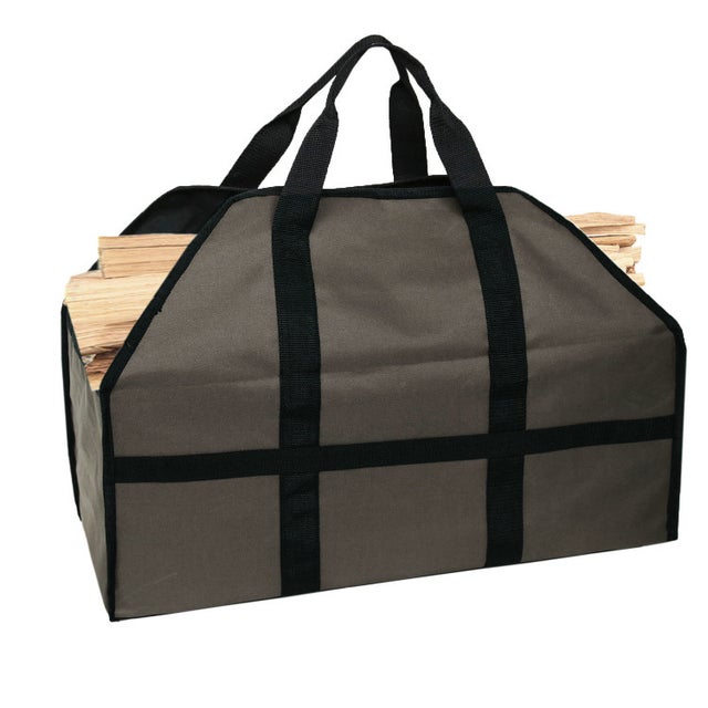 Sacs à bois (kaki foncé), sacs à bûches, sacs pour déchets de bois, manteaux de cheminée, accessoires pour poêles à bois