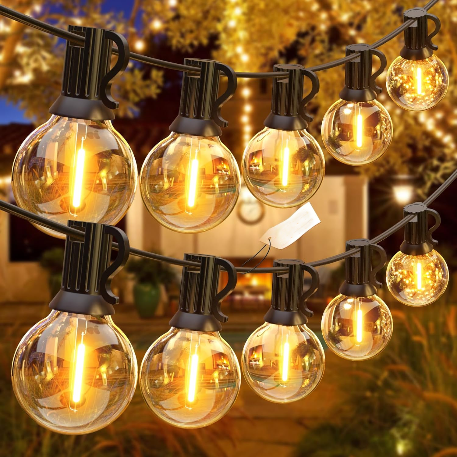 Fio de luz exterior m Luz de jardim com lâmpadas LED Fio de luz decorativo de Natal à prova de água Luz quente - 2