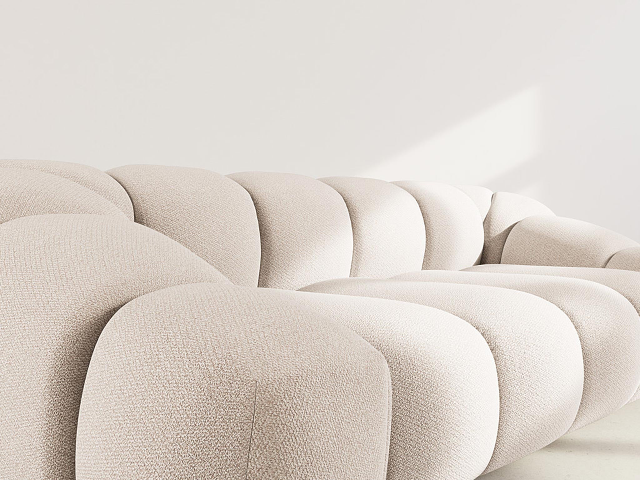 Canapé droit 3 places en velours texturé beige - AVA - Best Mobilier - 4