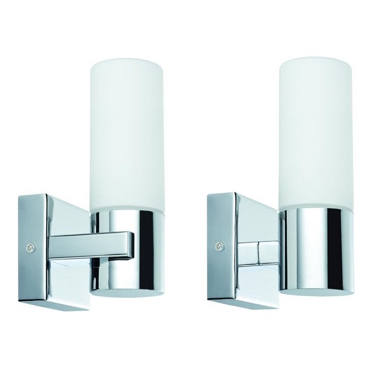 Kinkiet ścienny GEMINI chromowany biały 2xE14x15W szkło wym:19,5x8,5x10,5cm IP44 Paulmann