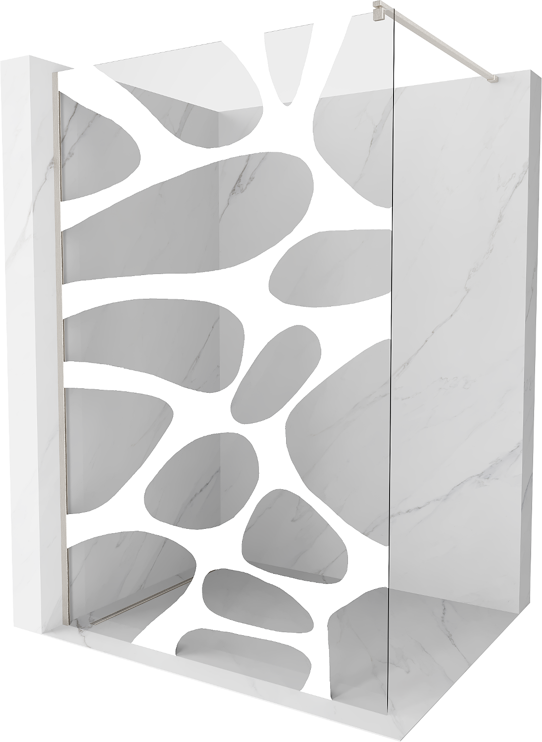 Mexen Kioto ścianka prysznicowa Walk-in 70 x 200 cm, biała fala 8 mm, nikiel szczotkowany - 800-070-101-97-97
