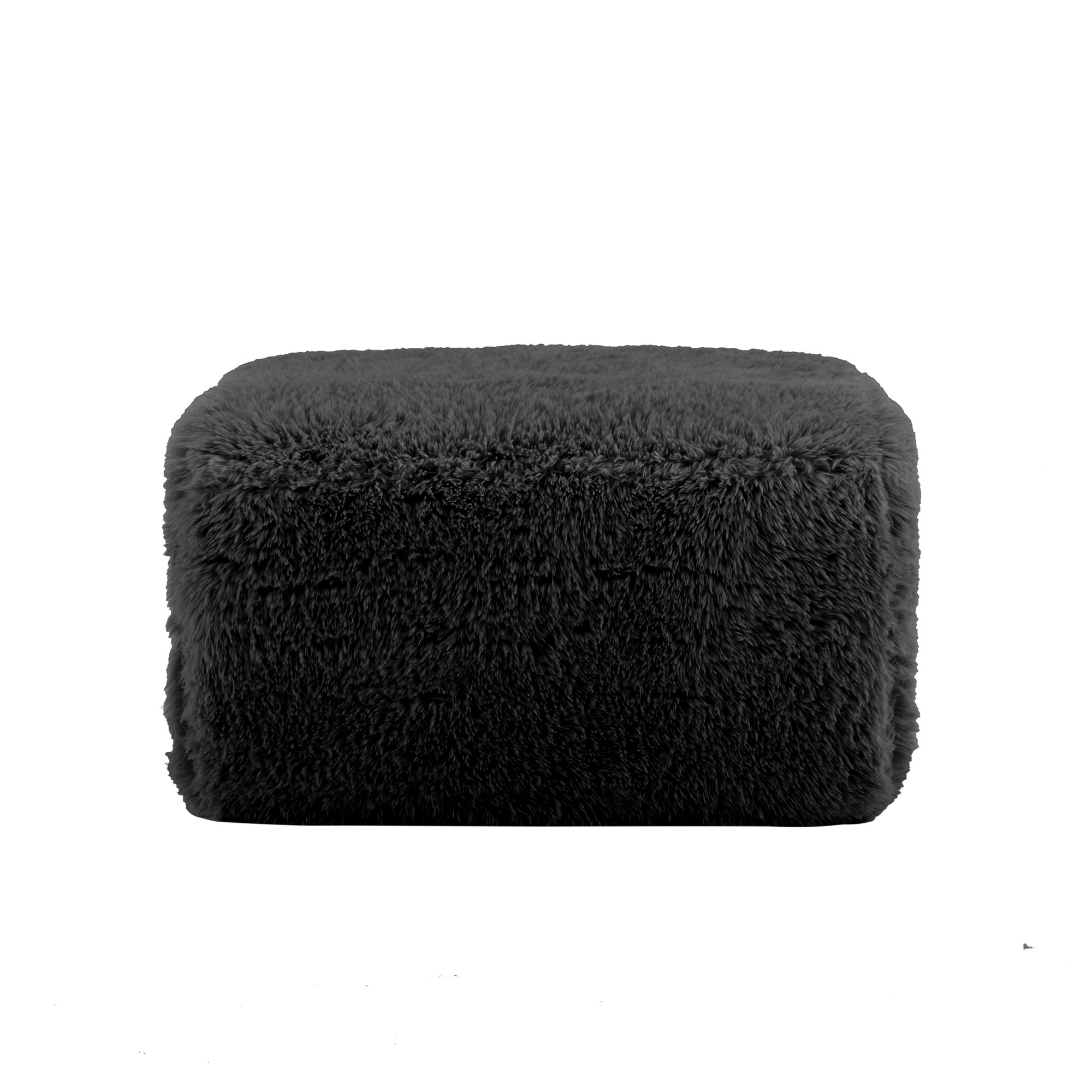 Puf otoman, 80 x 75 x 42 cm, tesatura negru, pluș, construcție stabilă și durabilă, scaun moale din spumă