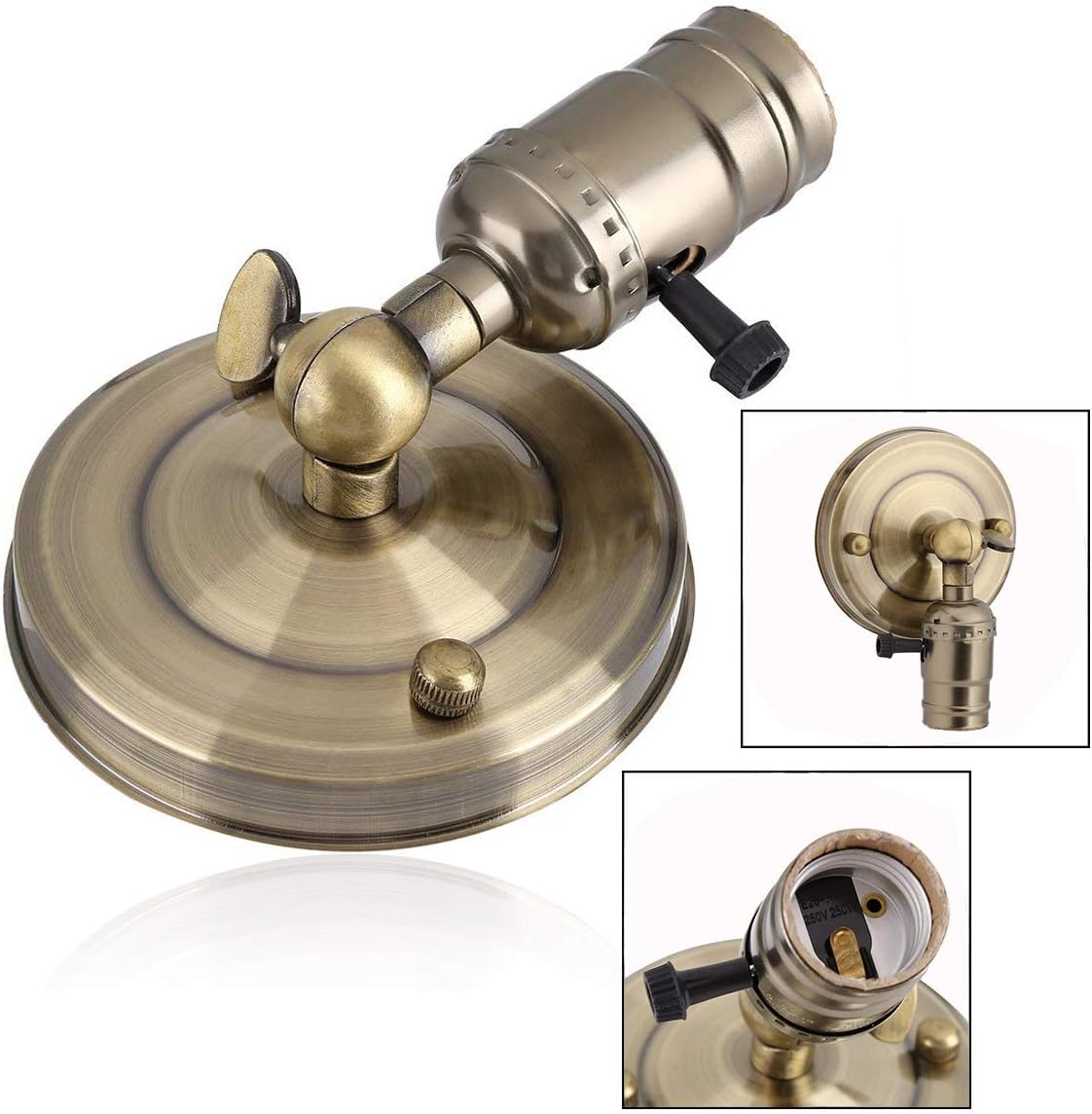 Gniazdo E26, styl retro Edison, regulowana lampa ścienna w stylu retro industrialnym do loftów, kawiarni, kuchni i dekoracji