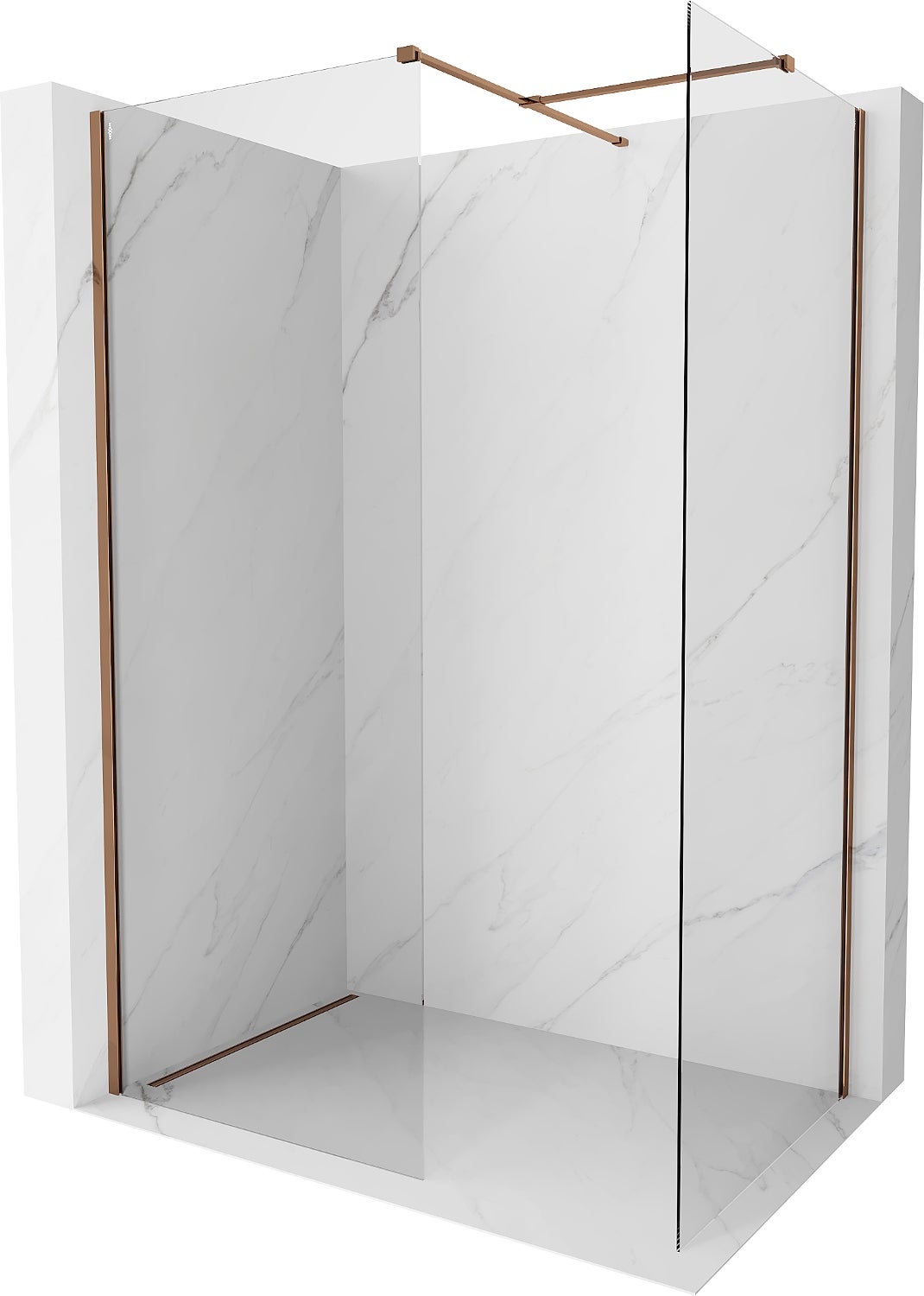 Mexen Kioto-X ścianka prysznicowa Walk-in 110 x 80 cm, transparent 10 mm, różowe złoto - 800-110-202-60-00-080-X