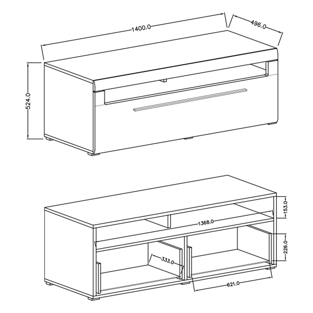 Meuble TV 1 tiroir 140 cm Louis Bois - 3