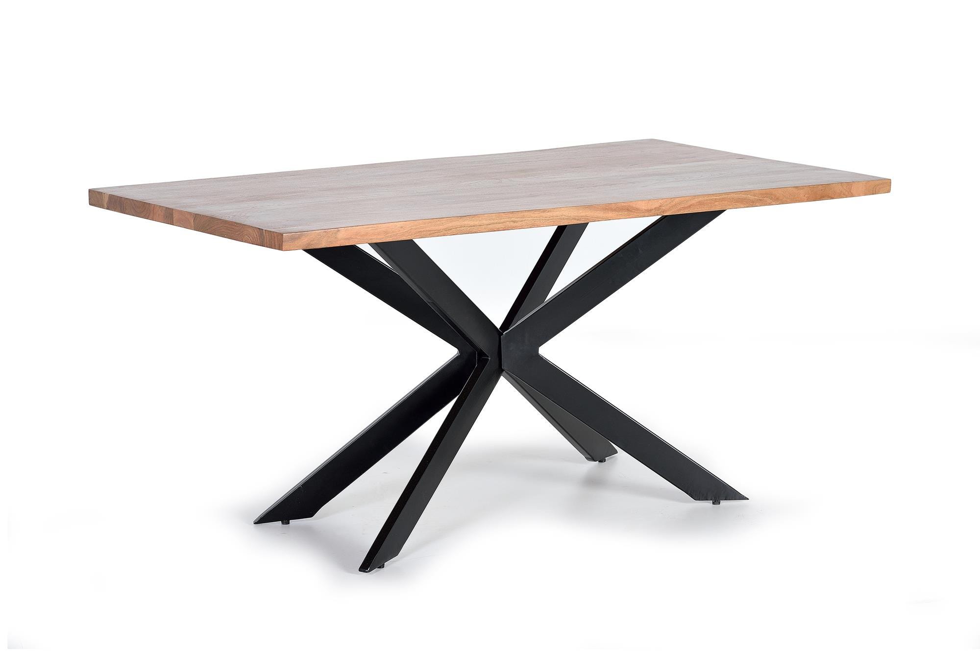 Mesa Auxiliar De Madera De Acacia Y Patas De Metal Negro - 44x43x44 Cm, Multiusos Para Salón O Dormitorio