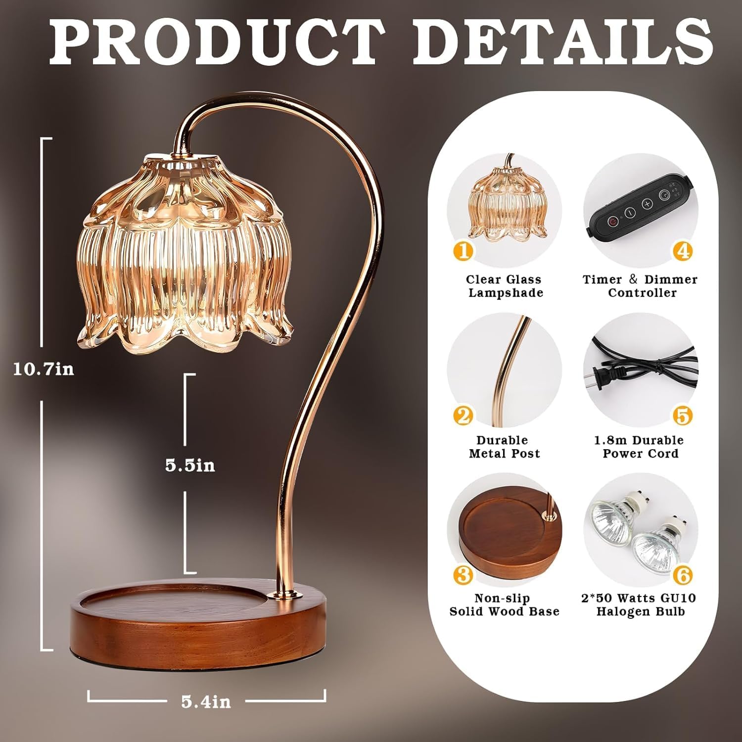 Lampe chauffe-bougie à intensité variable, cadeau de Père Noël secret pour femme, maman, amie,calendrier de l'Avent pour sa sœur,lampe vintage ambrée - 2