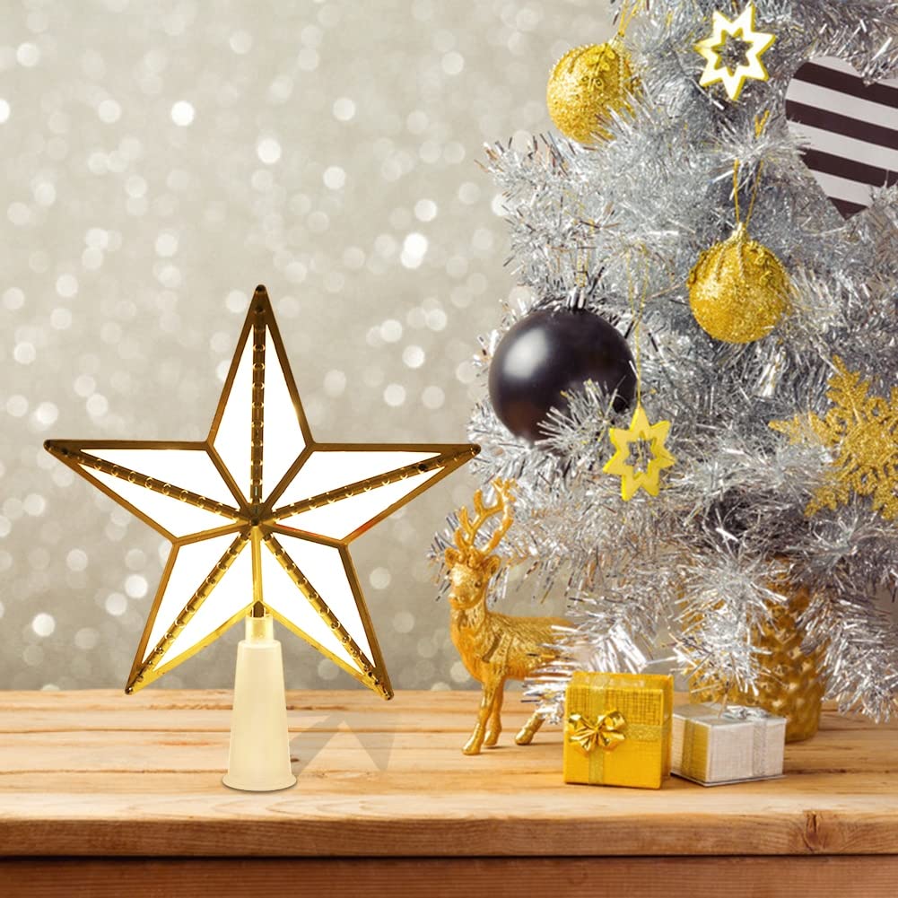 Étoile éclairée de sommet d’arbre de Noël, sommet d’arbre de Noël en étoile 3D, ornement d’arbre de Noël, décoration de Noël - 5