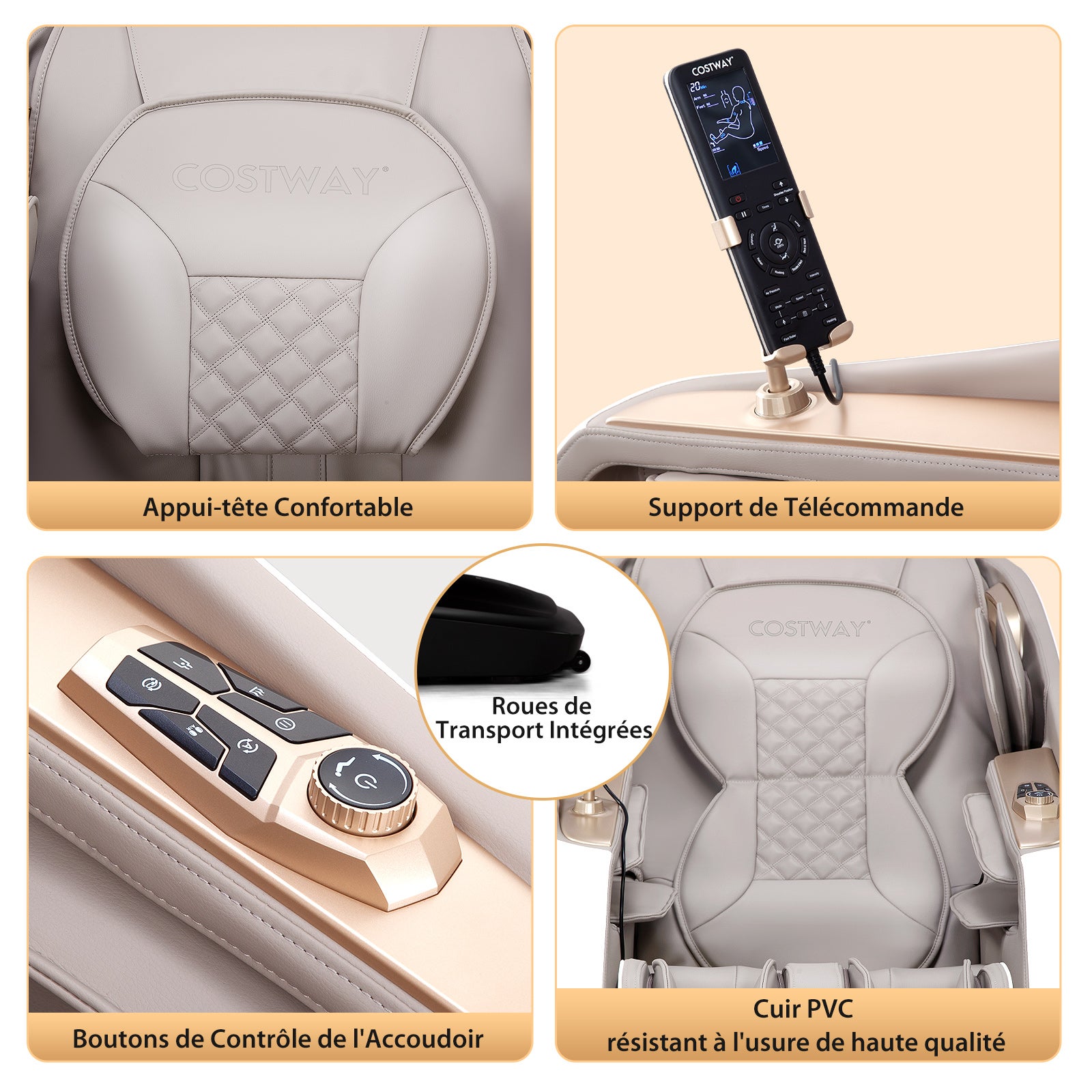 Fauteuil de Massage Électrique, Fauteuil de Massage Inclinable Rail SL avec 12 Modes Automatiques 5 Techniques de Massage Chauffage, Blanc - 7