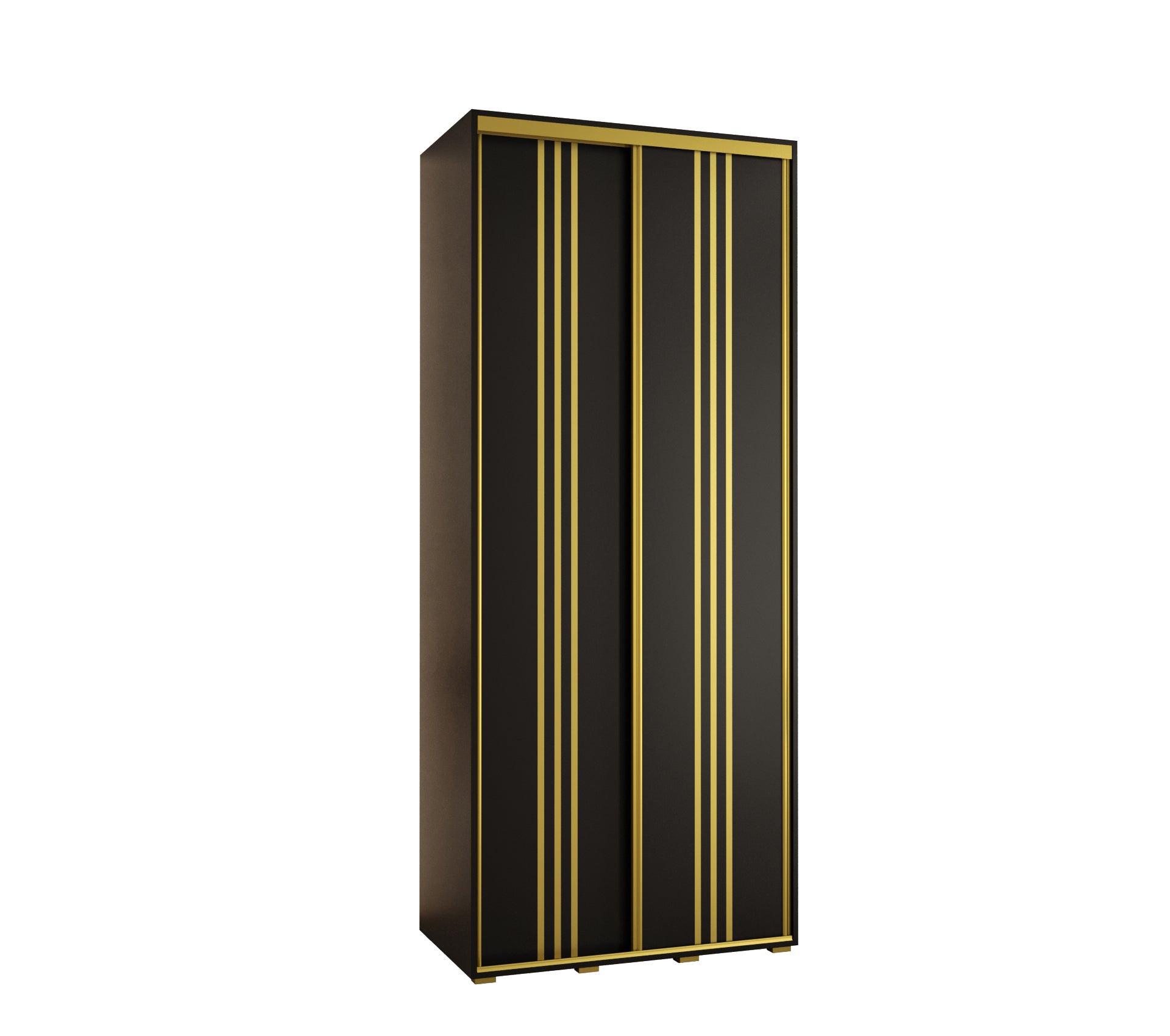 Szafa przesuwna wysoka Davos 6 120 x 60 x 235,2 cm czarny + czarny + u. złoty - Abiks Meble