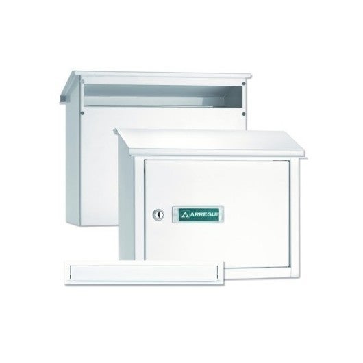 ARREGUI V4081 Pack Bouche d'entrée + Boîte aux lettre en acier pour porte, mur et portail, Fente de 32,5 x 3 cm A4, Résistant aux intempéries, Blanc - 3