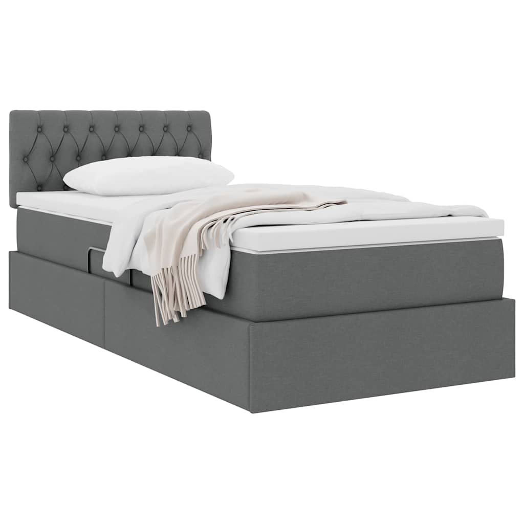 Lit de rangement avec matelas gris foncé 90 x 190 cm velours - 3