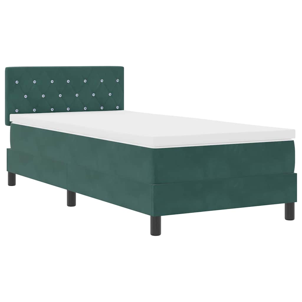 Lit simple | Lit adulte | lit box spring avec matelas et LED vert foncé ...