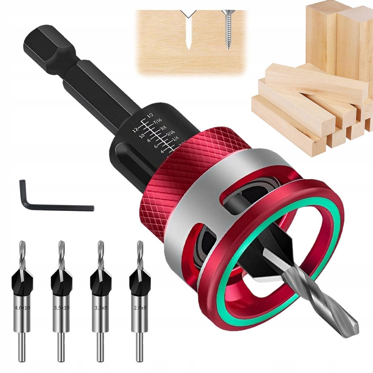 Set de 6 burghie cu cap conic placate cu zinc, burghie pentru lemn placate cu zinc, burghie de precizie pentru lemn, negre, HSS-M2 2,8/ 3,2/ 3,5 6buc