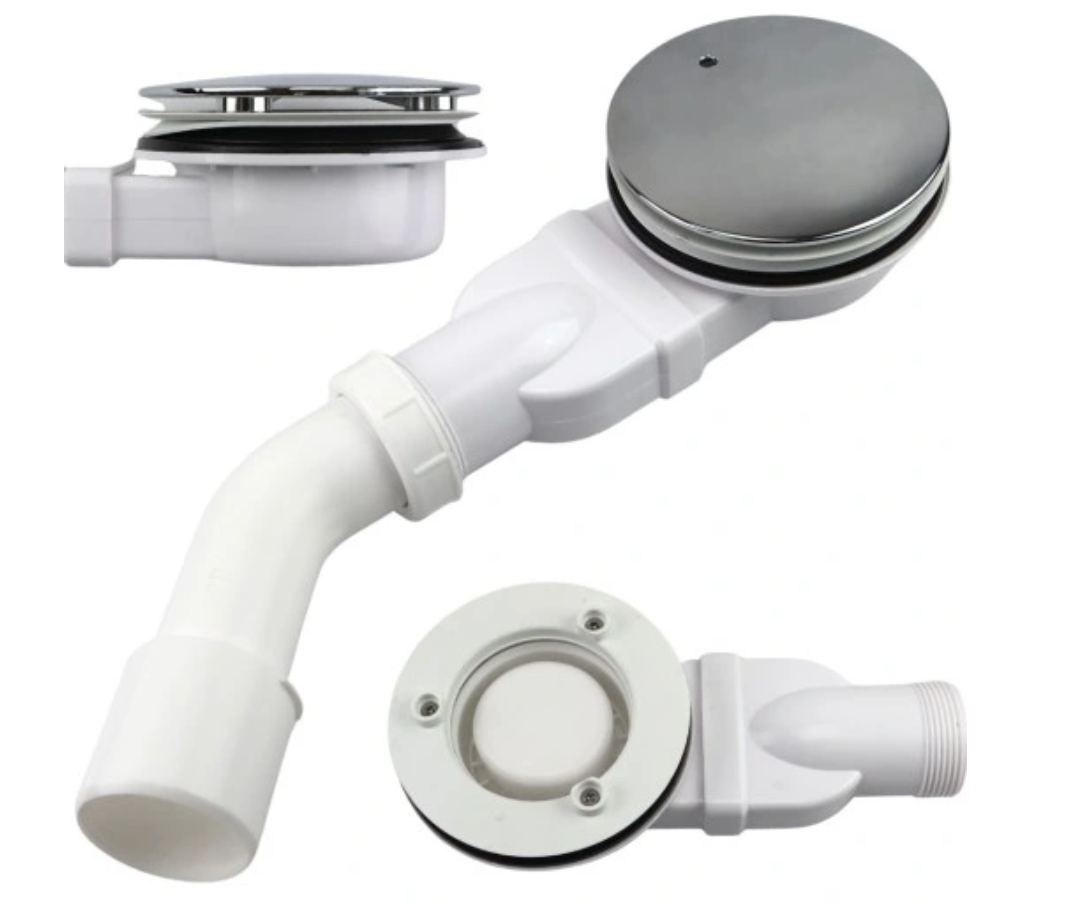Syfon brodzikowy niski 40 mm Fi 40/50 chrom 90 mm – MERFLOW