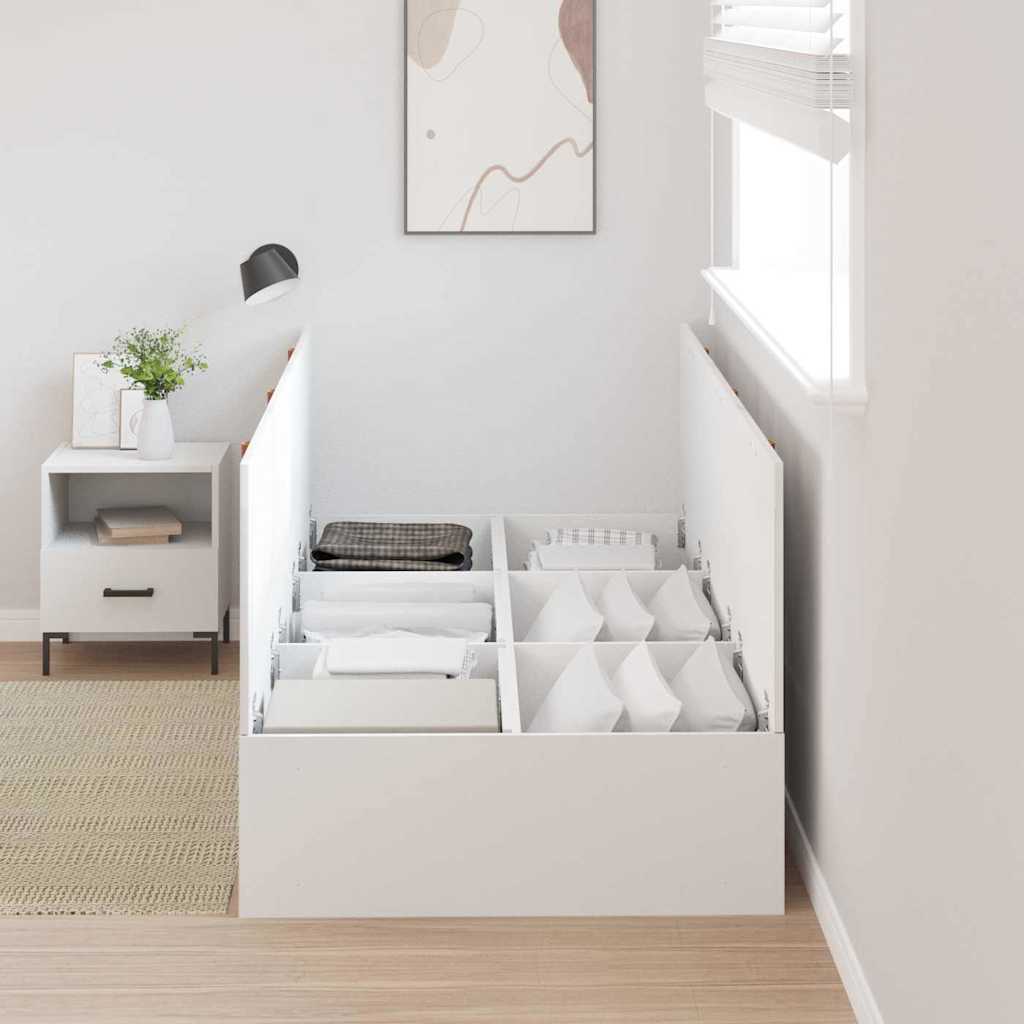 Cadre de lit avec rangement, blanc, 80 x 200 cm, panneau de bois - 3