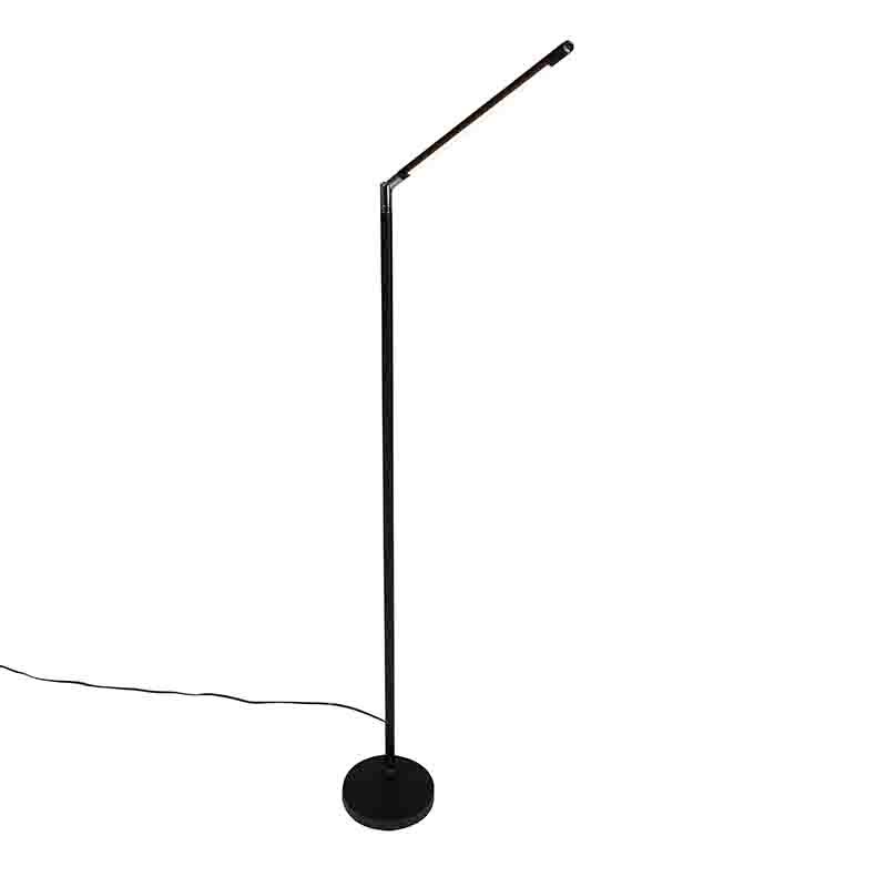 Qazqa moderne lampadaire - Berdien Fl - noir, led intégrée 6w incluse, Integrated led, dimmable, 163cm, idéal pour le salon - 6