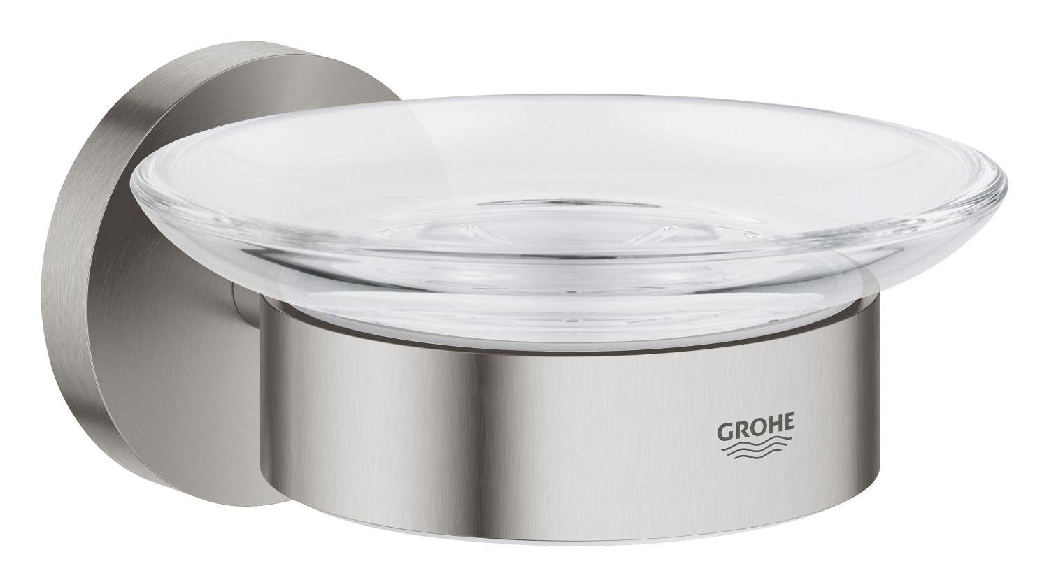 Suport sapun Grohe 41193DC0, Start, pe perete, metal/sticla, mat, otel satinat