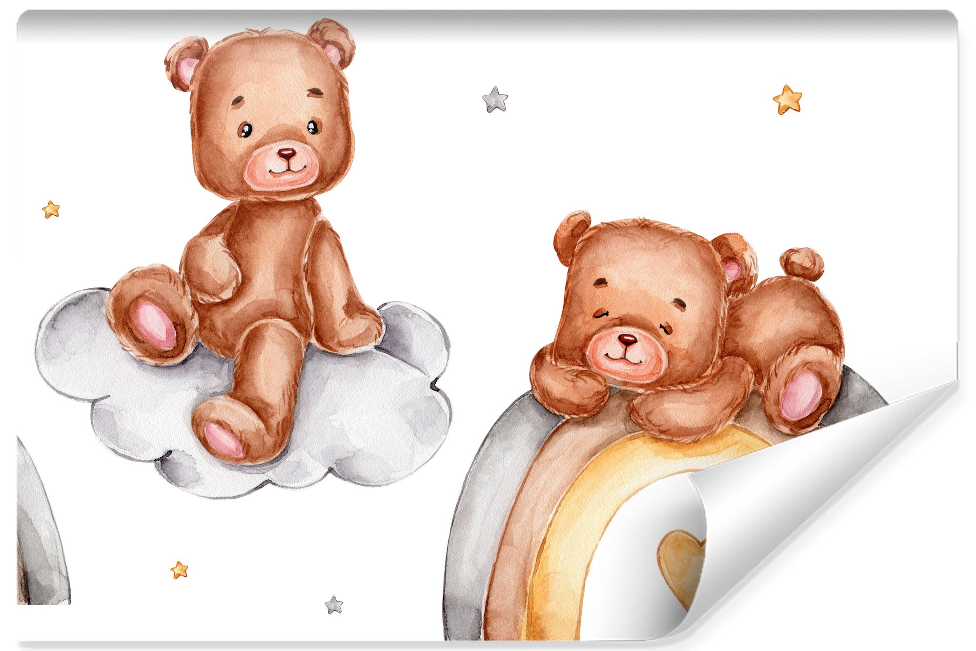 Papel pintado con foto vilene para habitación infantil oso arco iris estrellas 368cm x 254cm