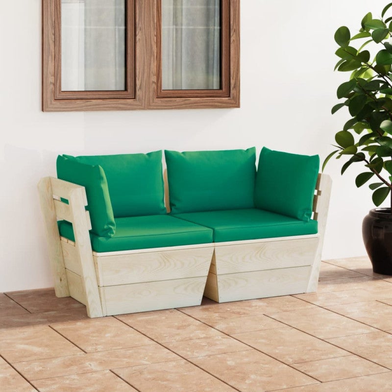 Ogrodowa sofa 2-osobowa z palet, z poduszkami, drewno świerkowe vidaXL