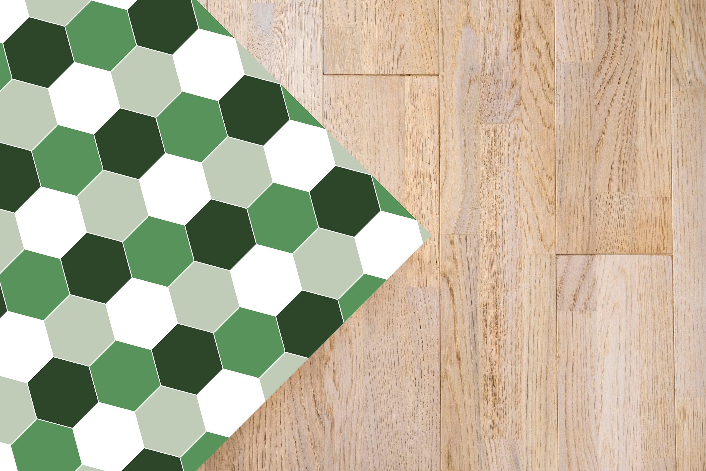 Panorama Alfombra Vinílica - Modelo Mosaico Hexágonos Tono Verde 300x200 cm - Alfombra de Vinilo Cocina, Habitación, Pasillo - 4