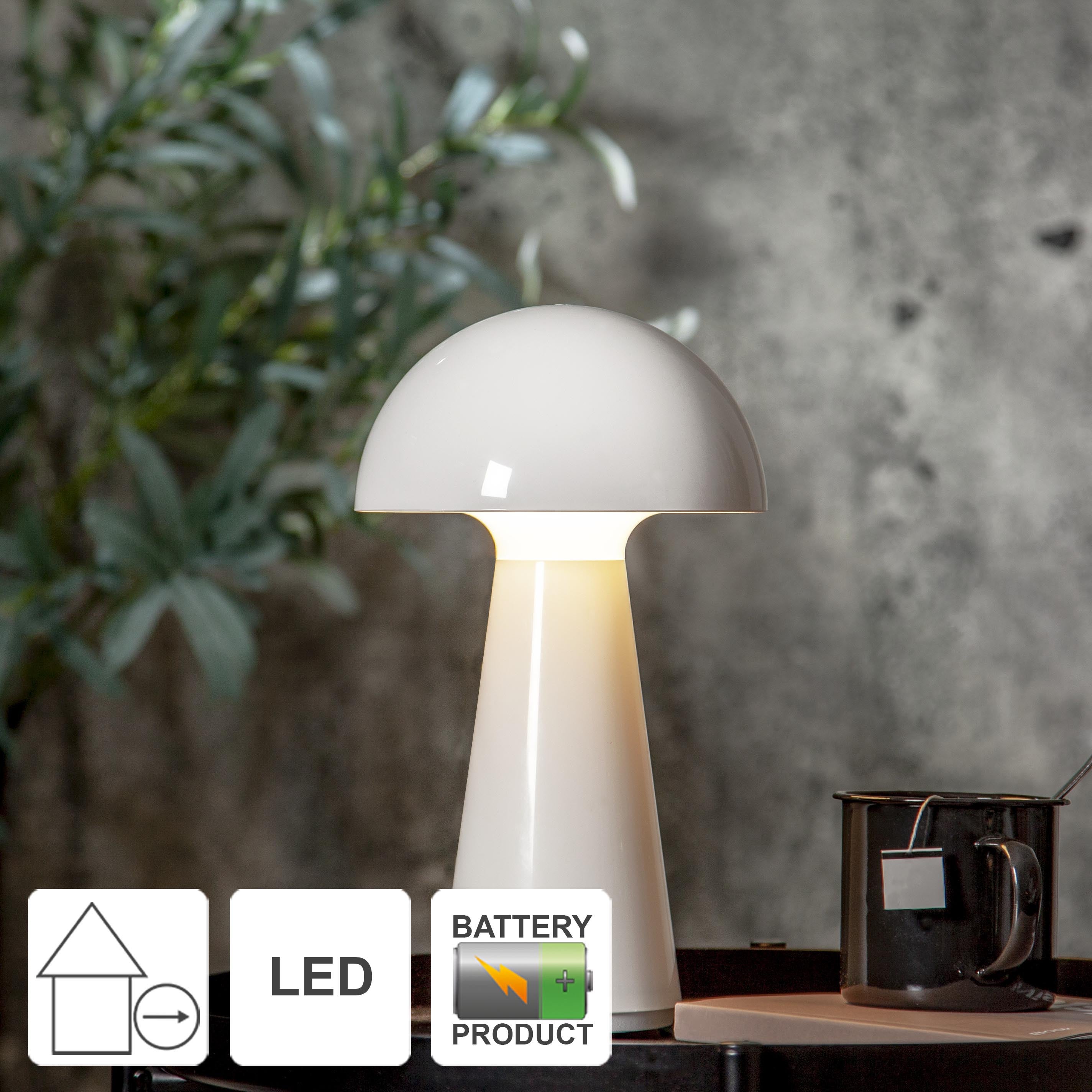 Zasilana bateryjnie lampa stołowa LED Star Trading Mushroom, biała - 3
