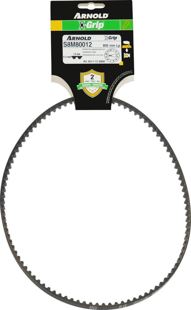 Courroie Crantée Supertorque 800mm X 12mm - Compatible STIGA Park 95 Combi - Remplace 9585-0164-01