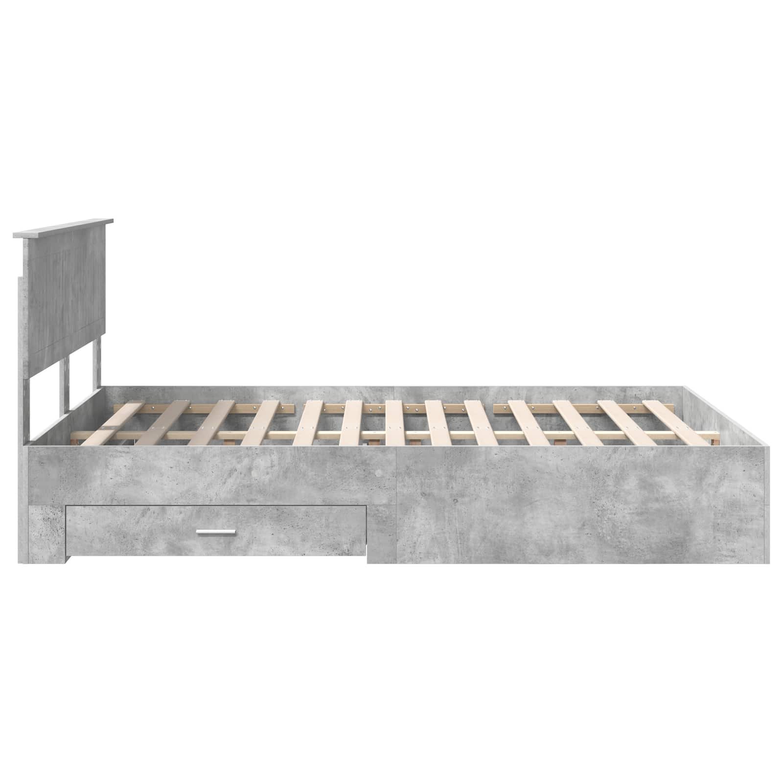 Cadre de lit gris béton 135 x 190 cm panneau de bois - 9