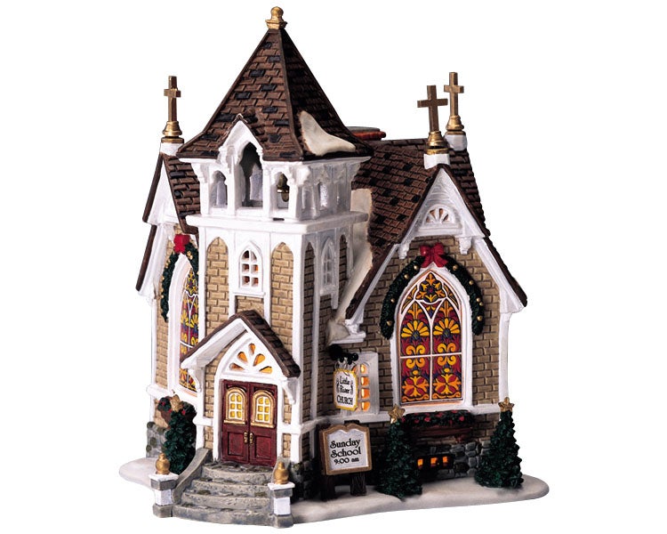 Église de la Petite Rivière Village de Noël Bâtiment lumineux en