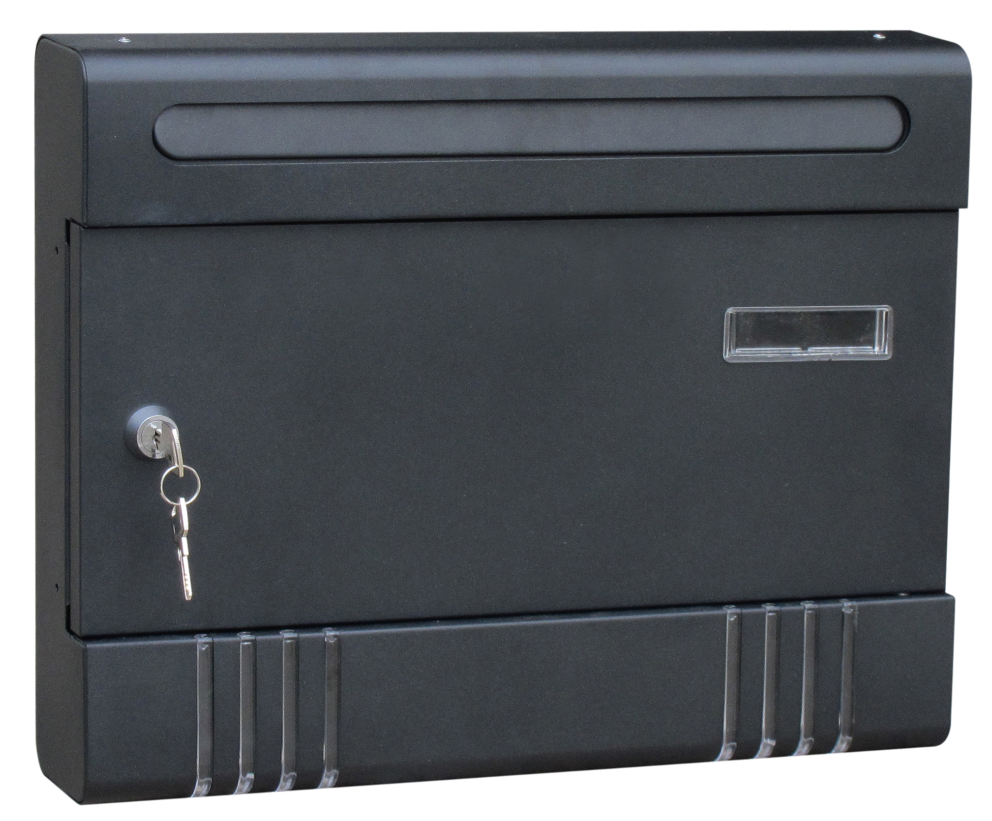 Cassetta Postale Esterna HOMCOM In Metallo - Con 2 Chiavi E 3 Finestre | 36.5x11.5x29cm Nero - Foto 8