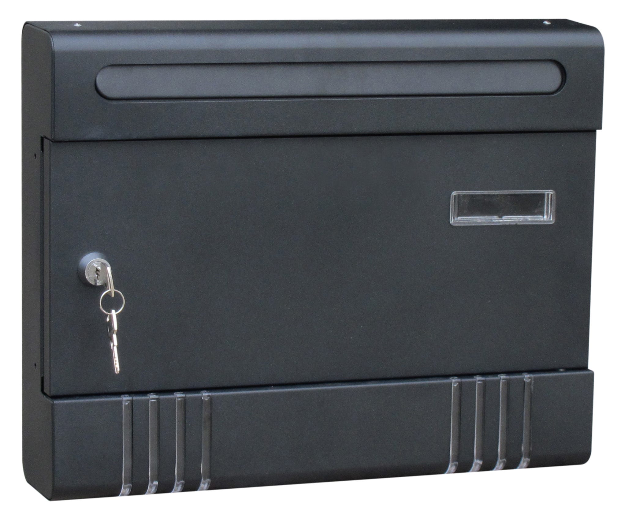 Cassetta Postale Esterna HOMCOM In Metallo - Con 2 Chiavi E 3 Finestre | 36.5x11.5x29cm Nero - Foto 8