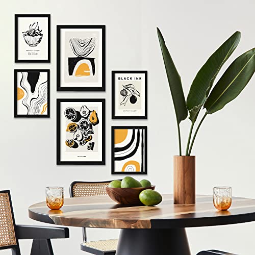 Nacnic set de 6 posters en tinta negra frutas láminas artísticas y abstractas para el diseño y decoración de interiores tamaños a3 & a4, sin marcos