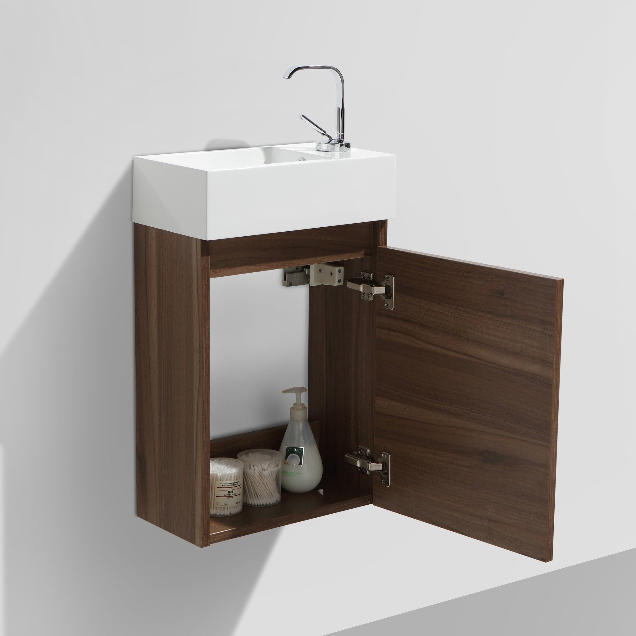Meuble lave-main salle de bain design SIENA largeur 40 cm noyer - 2