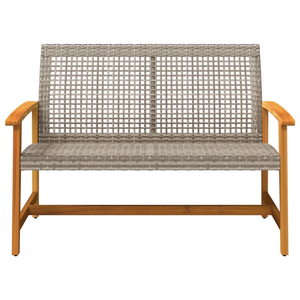 Banc de jardin gris 112 cm résine tressée et bois d'acacia vidaXL - 4