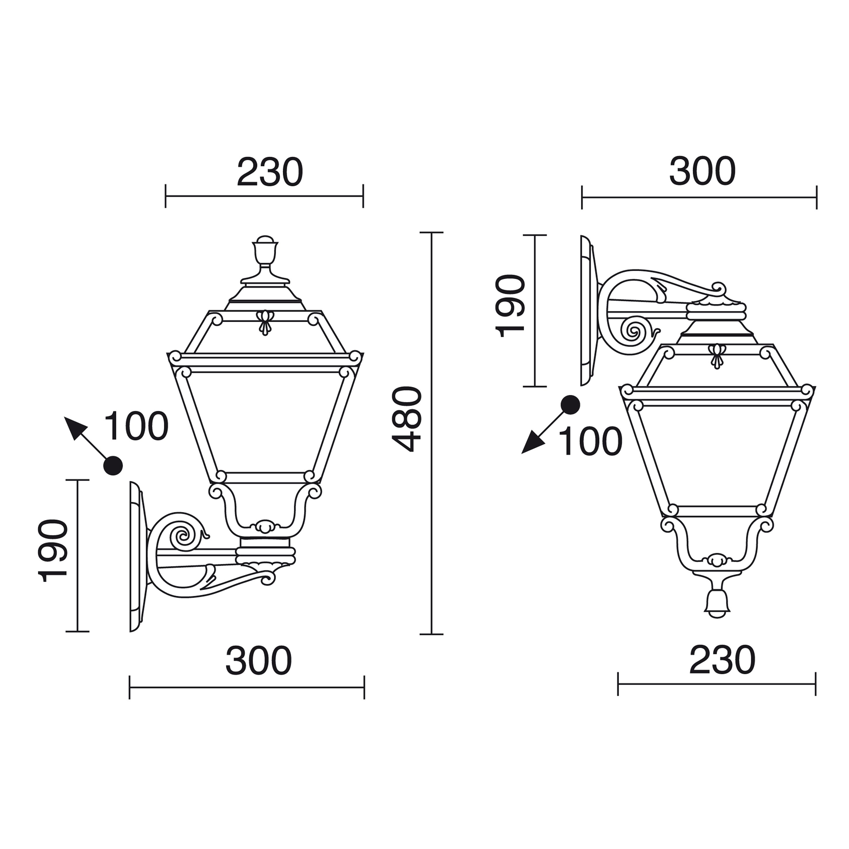 Applique classique INDURA MINI 4 IP55 E27 42W Noir - 3