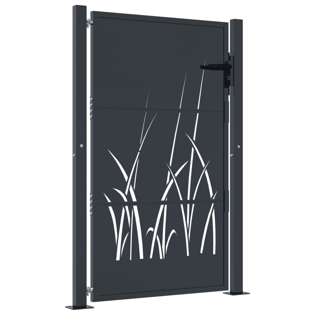 Portail de jardin Anthracite 100x150 cm Acier Design Herbe vidaXL - 2