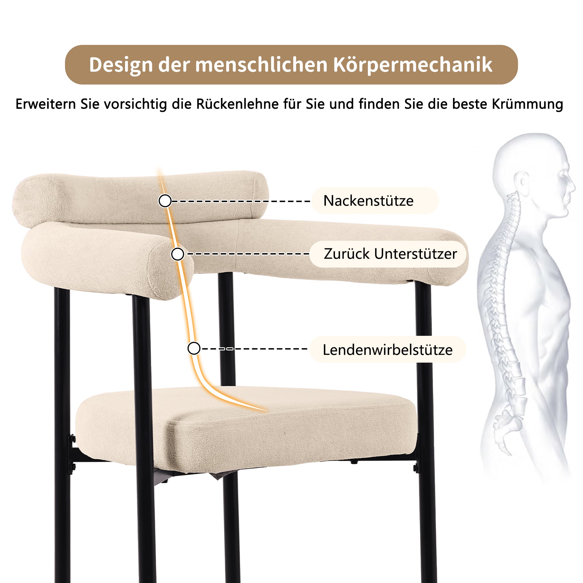 Ensemble table à manger + 6 chaises en velours - 140 x 80 x 75 cm - Bois MDF et métal - Plateau en effet marbre - Beige + blanc - 9