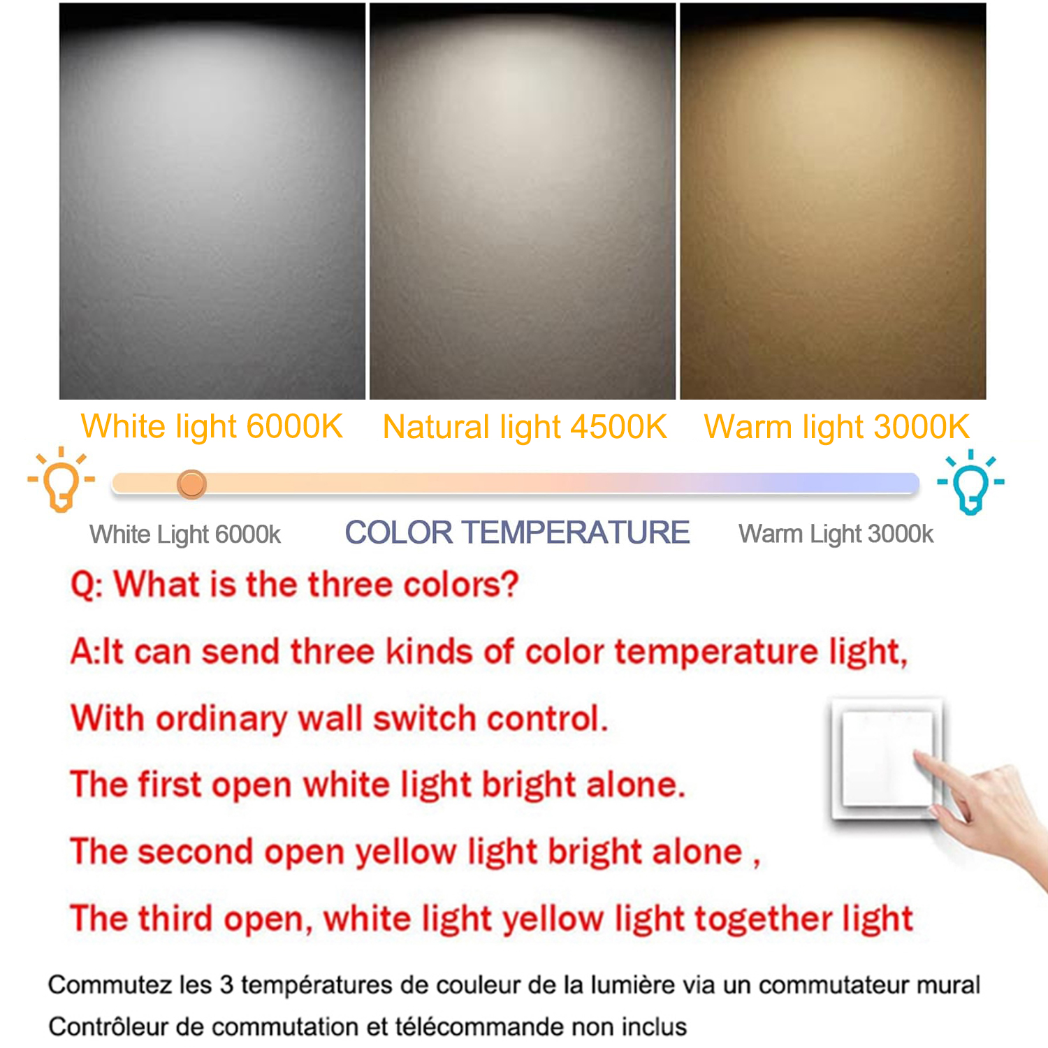 Kinkiet LED 60 cm, kreatywna lampka nocna, oświetlenie dekoracyjne, 3 regulowane temperatury barwowe, kinkiet LED 26 W, czarny - 4