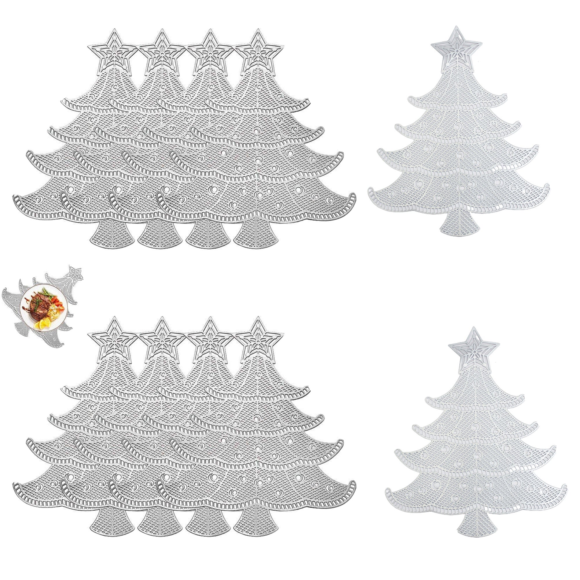 Lot De 2 Sets De Table AMDXD – PVC Creux, Motif Polygone Géométrique Argenté, 38x38 Cm – Lavables Et Modernes