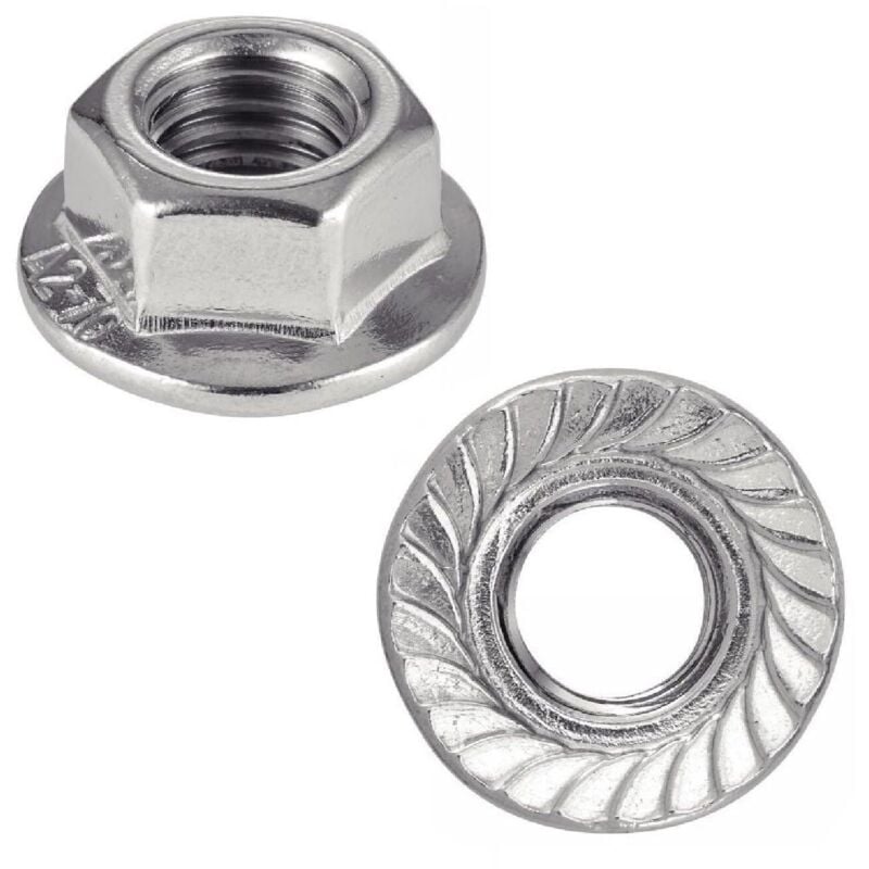 Écrous Hexagonaux à Collerette En Inox 304 - Tailles M3 M4 M5 M6 M8 M10 M12