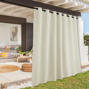 Tenda impermeabile per esterni con isolamento termico, oscurante e antivento, ideale per giardino, patio, gazebo e pergola, design con doppio occhiello (superiore e inferiore), blu navy, 381 x 160 cm