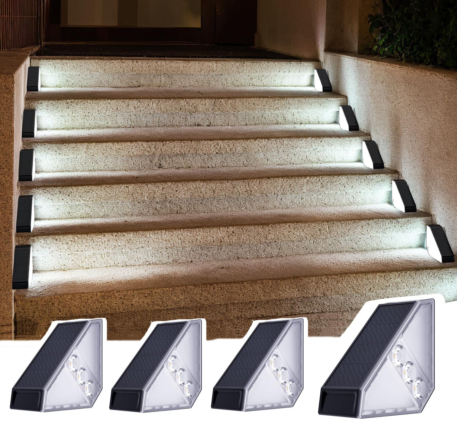 Zewnętrzna lampa solarna LED, oświetlenie tarasu, światło białe, 4 sztuki