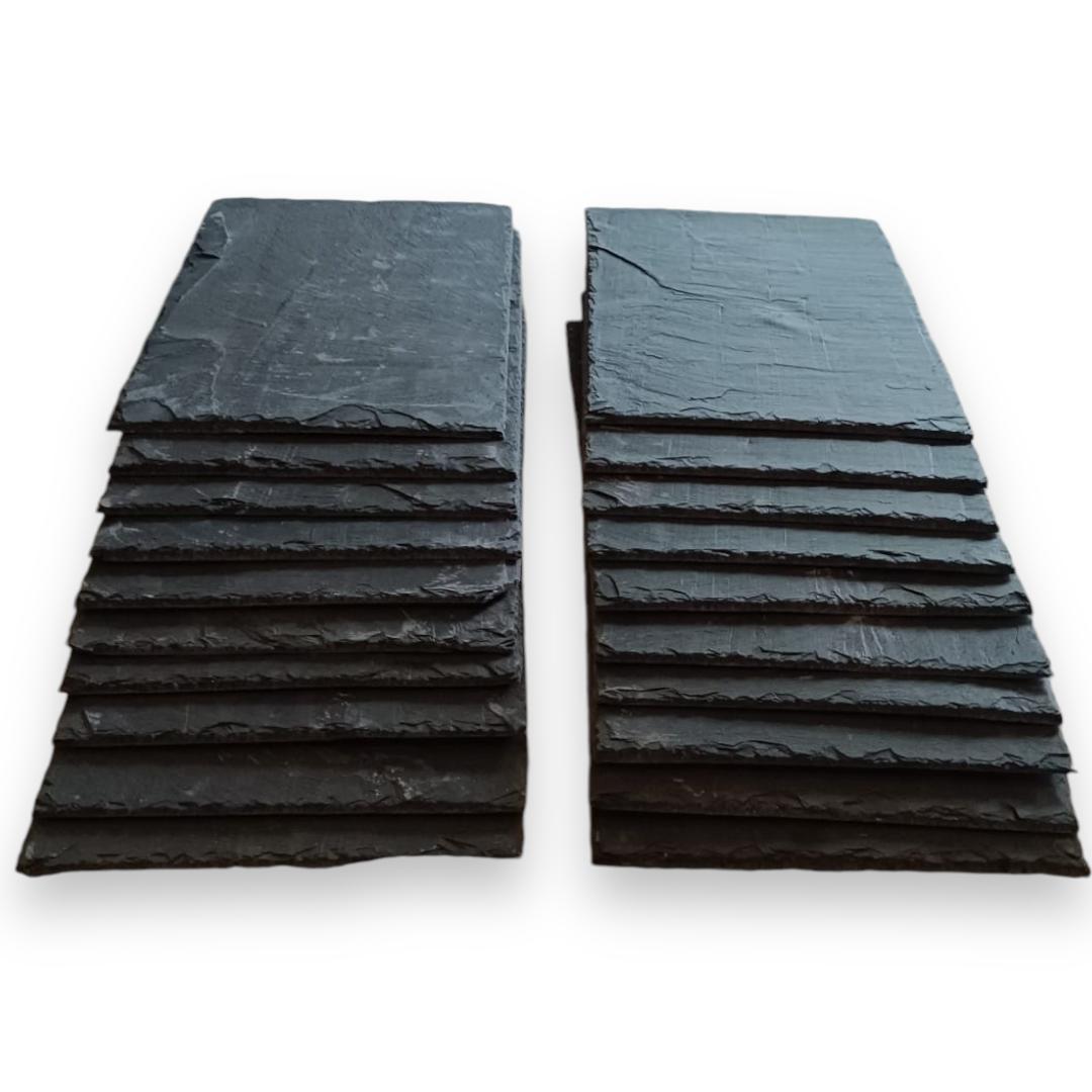 Pack de 10 pièces de carrelage en ardoise noire 32x22 cm 0,70 m2 - 10