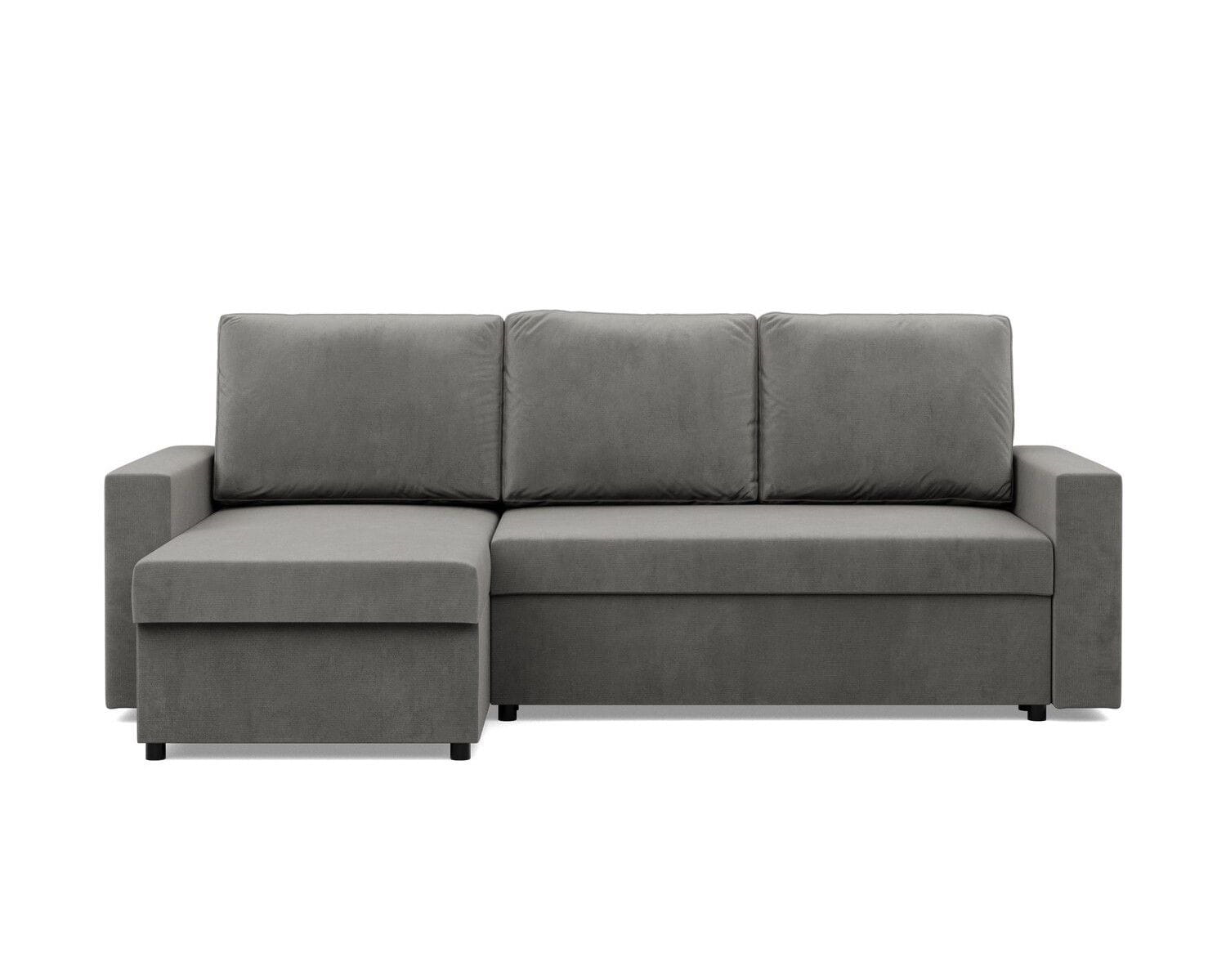 Narożnik do salonu, BLOM, velvet, 231x140x92 cm, jasny szary - TYLETEGOTU